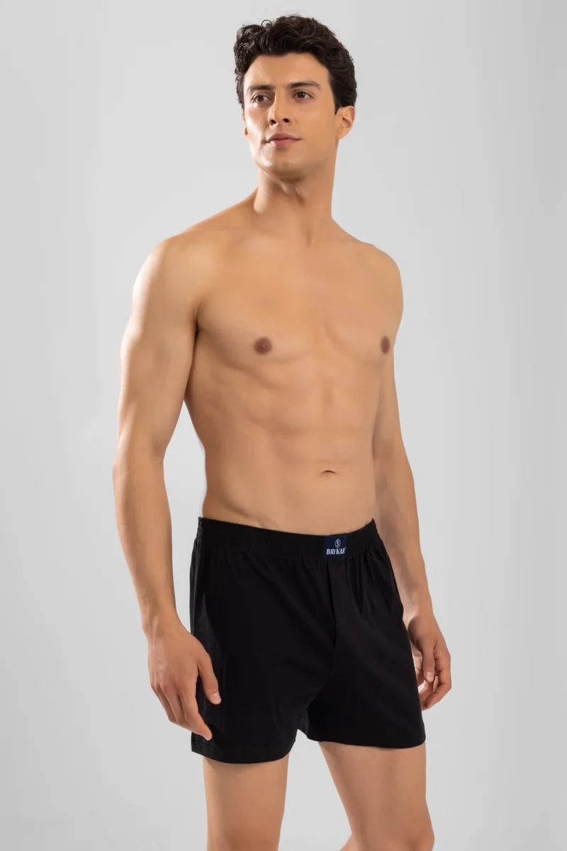 Baykar Men's Cotton Plain Boxer 3-Piece Set 1119 Black