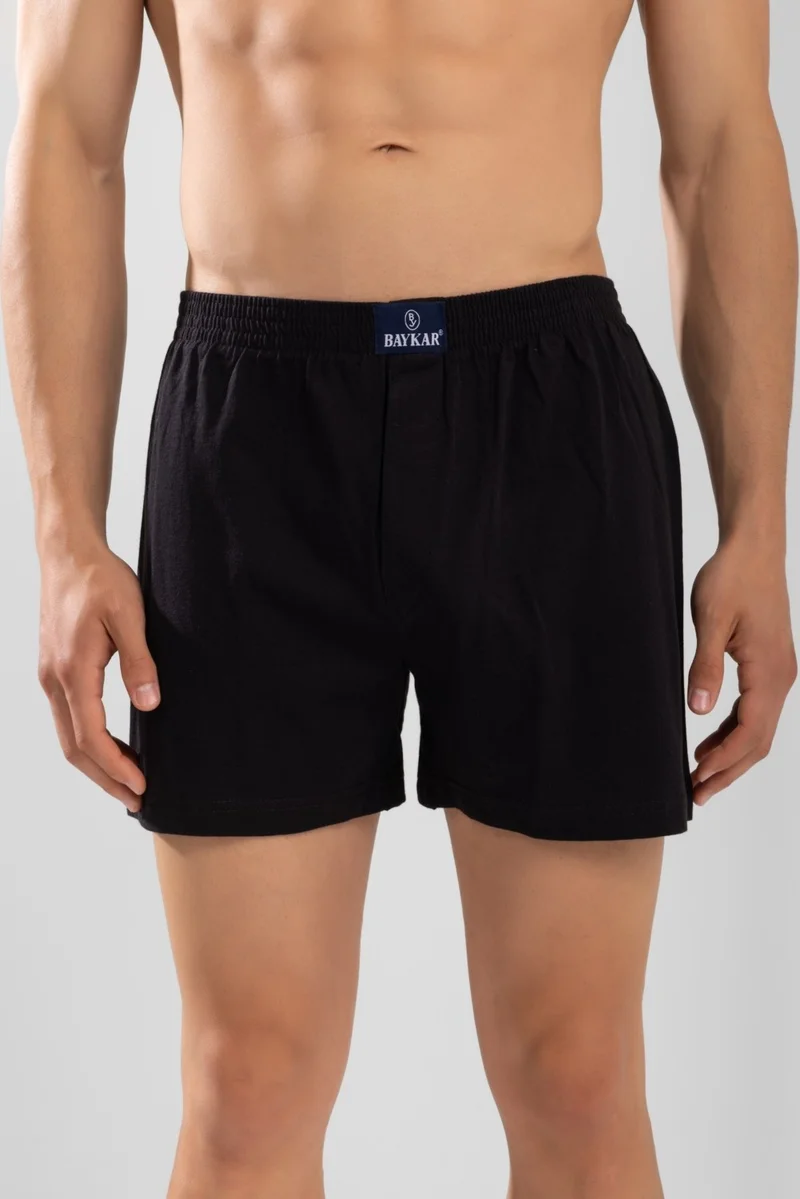 Baykar Men's Cotton Plain Boxer 3-Piece Set 1119 Black