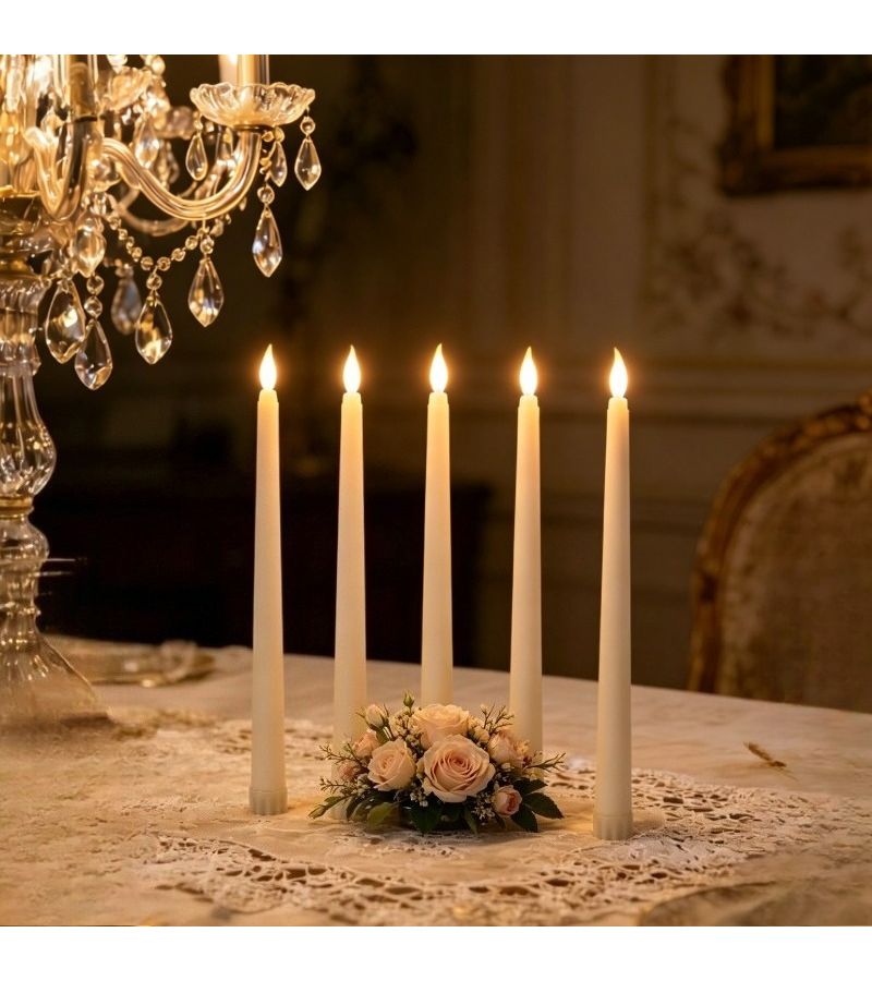 5 Pack Black LED Flameless Taper Candles Battery Powered Shiny Finish For Home Wedding Decor - Image 1