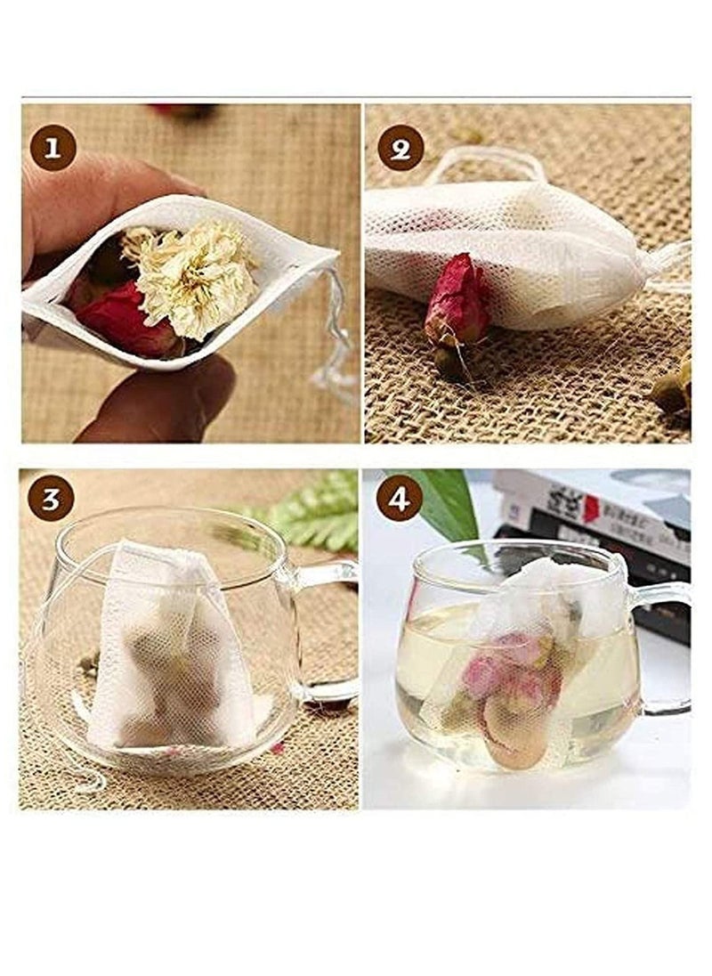 Excefore - Tea Filter Muslin Drawstring Bags Disposable Tea Filter Bags Empty Cotton Seal Filter Tea Bags, Disposable Tea Infuser, safe, Strong Penetration for Loose Leaf Tea and Coffee (200 PCS) - Image 1