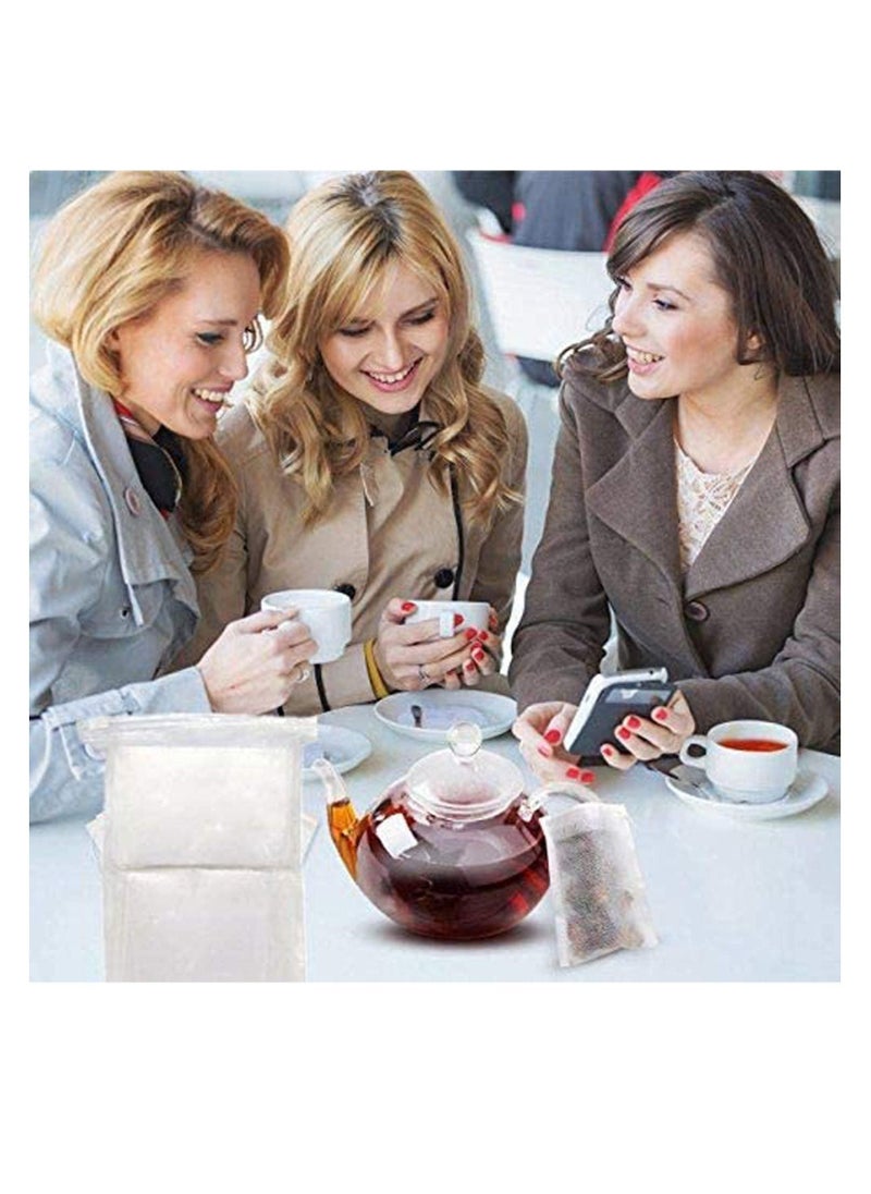 Excefore - Tea Filter Muslin Drawstring Bags Disposable Tea Filter Bags Empty Cotton Seal Filter Tea Bags, Disposable Tea Infuser, safe, Strong Penetration for Loose Leaf Tea and Coffee (200 PCS) - Image 1