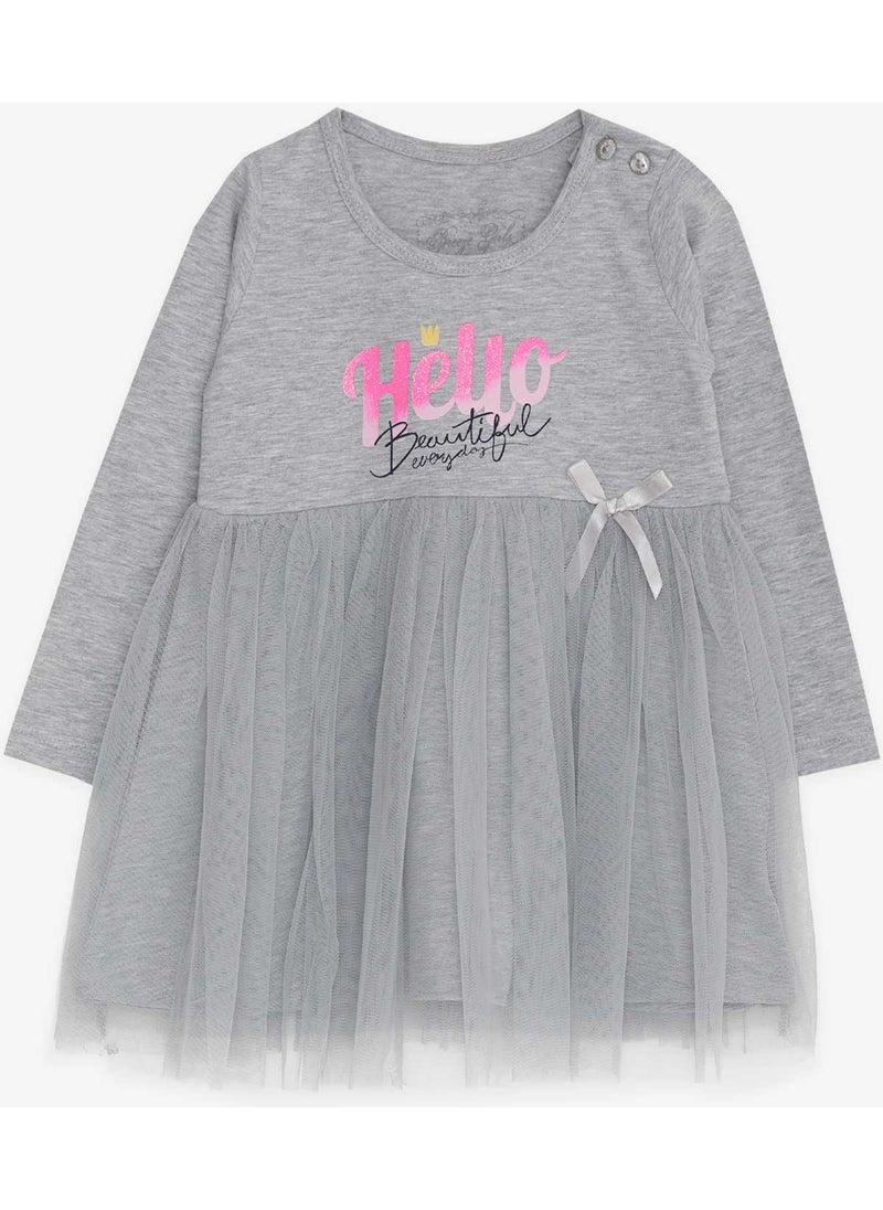 Girl Child Long Sleeve Dress Printed Tulle 1.5-5 Years, Gray Melange - pzsku/Z9545C2B1DF60FDFA0F39Z/45/_/1728059671/0298a197-7cdd-459f-941f-3db49758b8ae