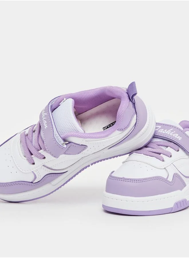 Styli Color Block Round Toe Sneakers with Back Pull Tab
