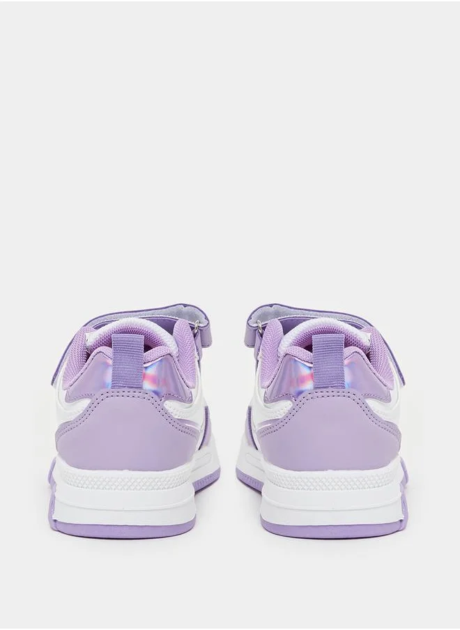 Styli Color Block Round Toe Sneakers with Back Pull Tab