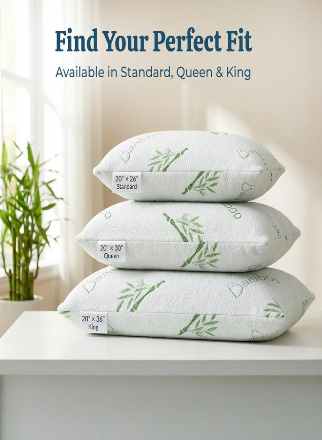 OMEO 2 Pack King Size Rayon Derived from Bamboo Pillow for Sleeping Shredded Memory Foam Bed Pillows for Side, Back and Stomach Sleepers, Soft, Cooling, Adjustable and Washable Cover 20" x 36" - Image 2