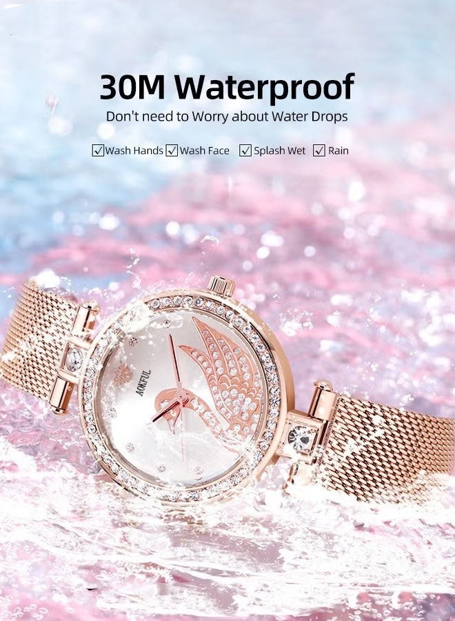 general Women's Elegant Watch and Bracelet Set with Watch & Bracelet & Necklace & Ring & Earrings & Bracelet Jewelry Set Dress Wrist Watch for Ladies as Gifts - Image 4