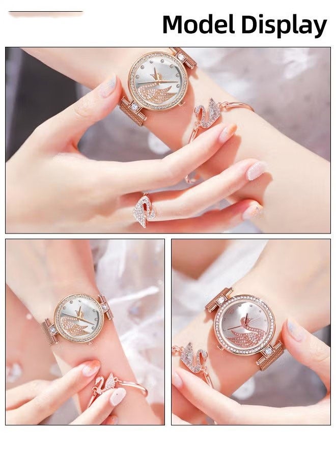 general Women's Elegant Watch and Bracelet Set with Watch & Bracelet & Necklace & Ring & Earrings & Bracelet Jewelry Set Dress Wrist Watch for Ladies as Gifts - Image 5