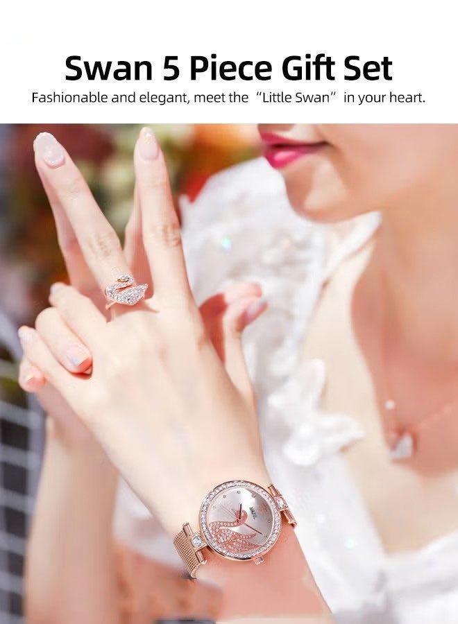 general Women's Elegant Watch and Bracelet Set with Watch & Bracelet & Necklace & Ring & Earrings & Bracelet Jewelry Set Dress Wrist Watch for Ladies as Gifts - Image 2