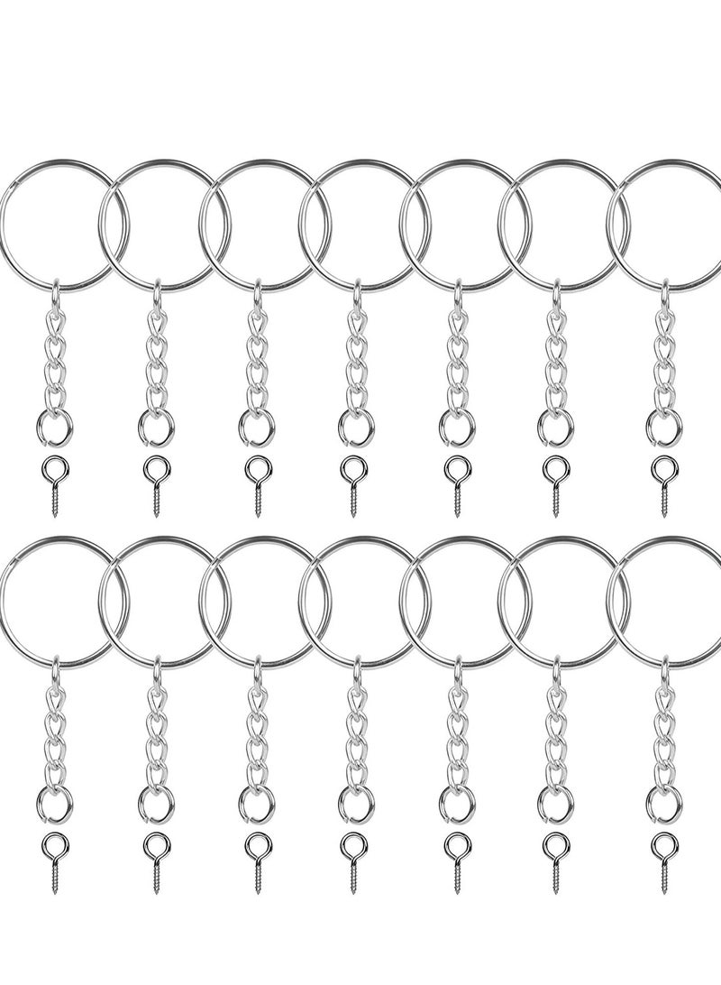 SYOSI Keychain Ring, Sliver Key Chain Rings Kit, Premium with and Open Jump with Screw Eye Pins for Crafts and Jewelry Making 150PCS  - Image 1