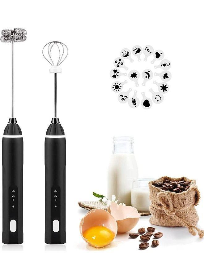 XiuWoo Electric Milk Frother Maker And Whisk Set Black/Silver  - Image 1