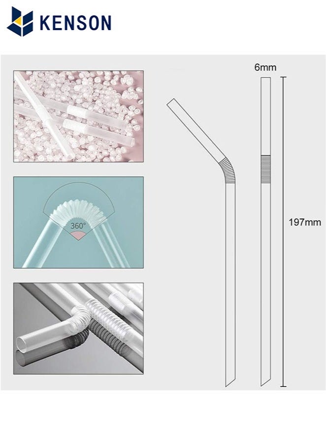KENSON 100 Pcs Disposable Plastic Straws, Clear Flexible Drinking Straws 210 x 5 MM Plastic Bendy Straws Comfy Package - Image 2