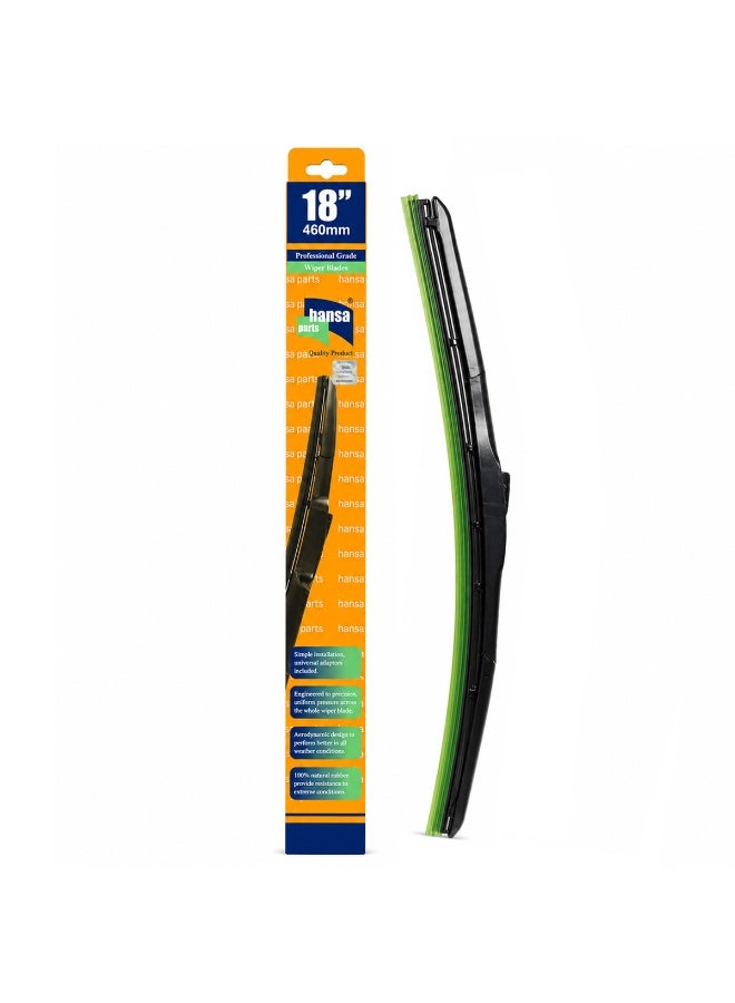 HANSA 18 Inch (460mm) Hybrid Windshield Wiper Blade Universal Car Wiper Blade Silicone Coated Rubber Quiet Streak-Free Wiping All Weather Front Windshield Wiper Easy Installation Clear Visibility Durable Replacement Blade ERPCWP 10228 - Image 2