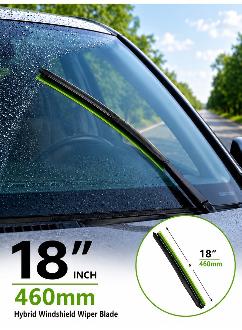 HANSA 18 Inch (460mm) Hybrid Windshield Wiper Blade Universal Car Wiper Blade Silicone Coated Rubber Quiet Streak-Free Wiping All Weather Front Windshield Wiper Easy Installation Clear Visibility Durable Replacement Blade ERPCWP 10228 - Image 1