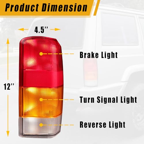 Boine Tail Light Compatible With 1997 1998 1999 2000 2001 Jeep Cherokee Limited SE Sport XJ XJ Chassis Driver and Passenger Side Rear Light Brake Lamps 4897398AA 4897399AA - Image 2