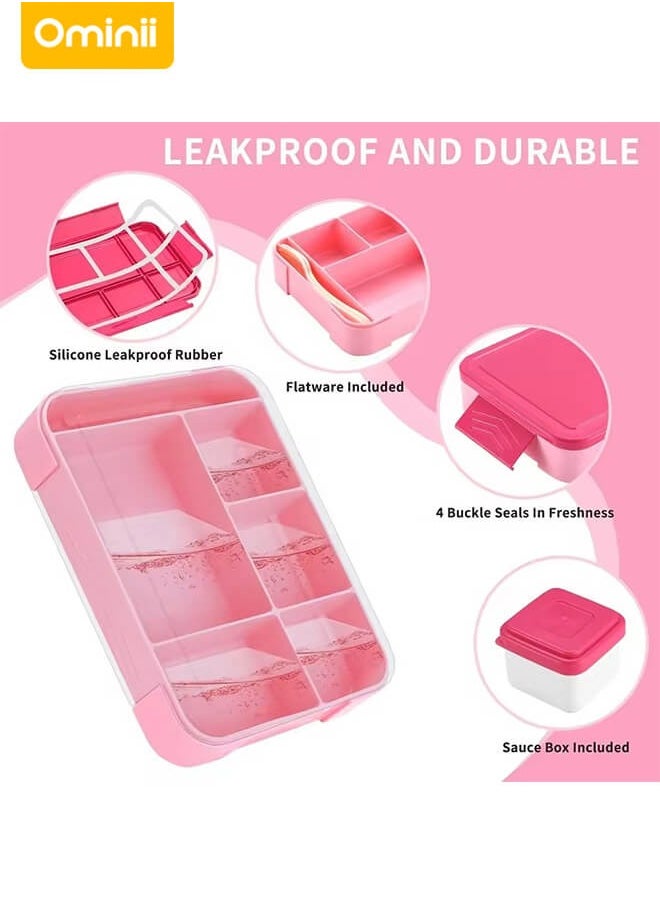 Ominii Leakproof Bento Lunch Box – 1330ML Large Capacity, BPA-Free, Microwave & Dishwasher Safe, with Spoon, Fork & Sauce Cup – For Kids & Adults  - Image 2