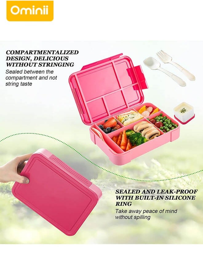 Ominii Leakproof Bento Lunch Box – 1330ML Large Capacity, BPA-Free, Microwave & Dishwasher Safe, with Spoon, Fork & Sauce Cup – For Kids & Adults  - Image 4