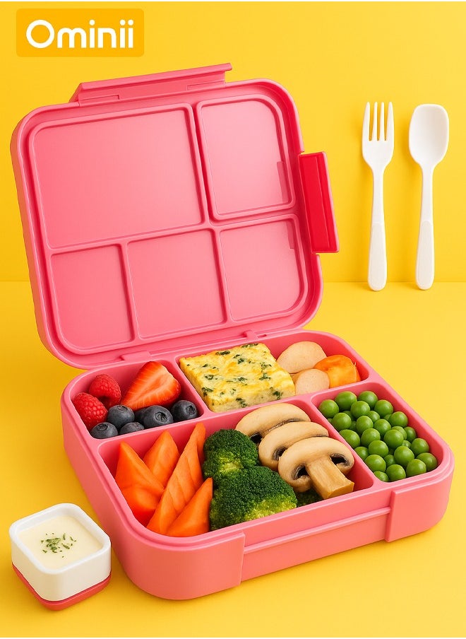 Ominii Leakproof Bento Lunch Box – 1330ML Large Capacity, BPA-Free, Microwave & Dishwasher Safe, with Spoon, Fork & Sauce Cup – For Kids & Adults  - Image 1