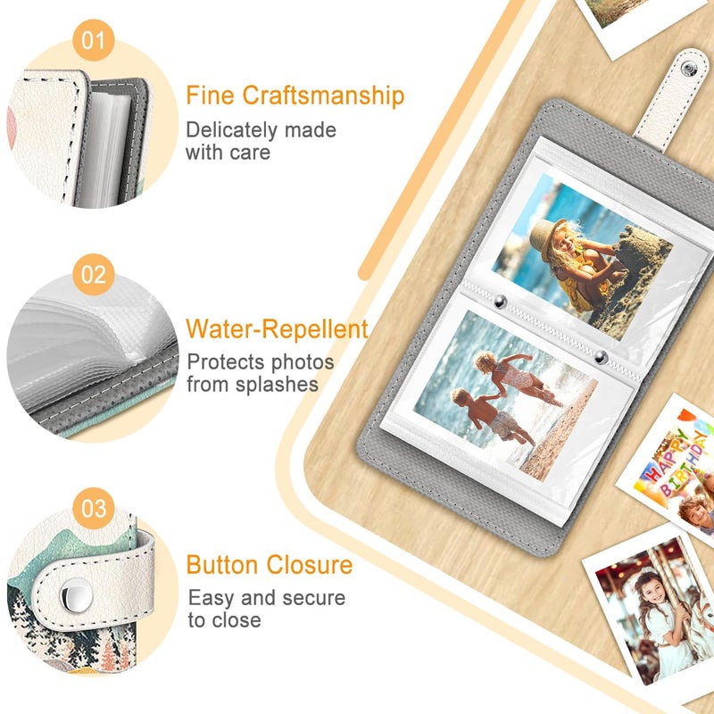 Lebrocoli Boho Landscape Small Photos Album for 2x3 Inch Films, 56 Pockets Mini Cute Albums Book for Polaroid Fujifilm Instax Mini Instant Camera Printer, Kpop Photocard Pictures Binders Storage - Image 4