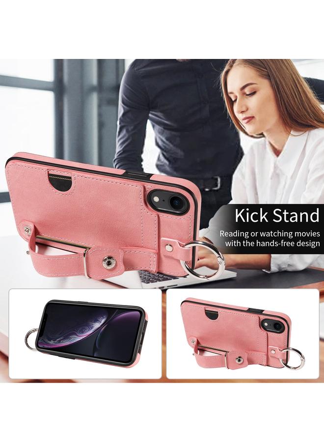 اس-توب جراب هاتف iPhone XR من جلد العجل مع حلقة لفتحة بطاقة المعصم - Image 4