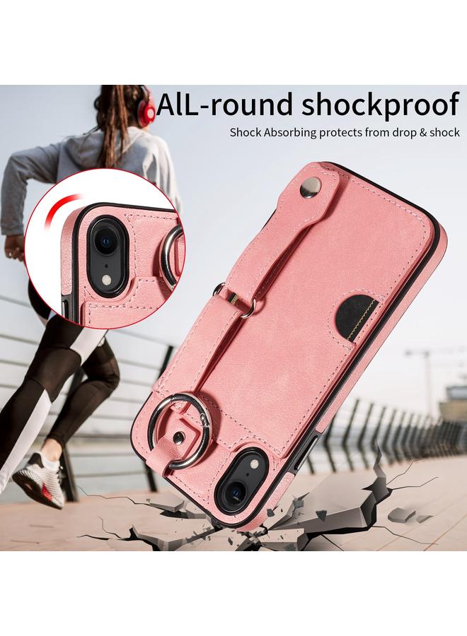 اس-توب جراب هاتف iPhone XR من جلد العجل مع حلقة لفتحة بطاقة المعصم - Image 5