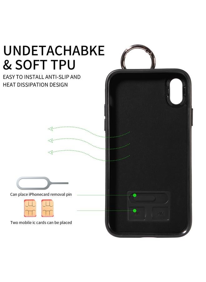 اس-توب جراب هاتف iPhone XR من جلد العجل مع حلقة لفتحة بطاقة المعصم - Image 3