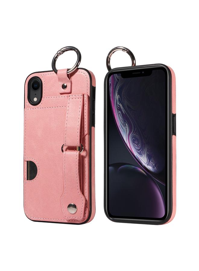 اس-توب جراب هاتف iPhone XR من جلد العجل مع حلقة لفتحة بطاقة المعصم - Image 1