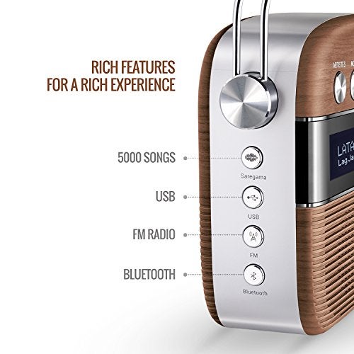 Carvaan Saregama Carvaan Hindi - Portable Music Player with 5000 Preloaded Songs, FM/BT/AUX (Oak Wood Brown) - Image 2