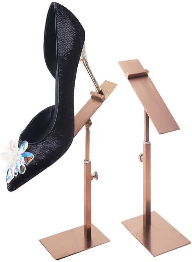 Mollytek 2 Pack Shoe Display Riser Stainless Steel High Heel Display Stand Rack High Heel Shoe Stand Holder Countertop Shoes Display Stands for Selling Photography (Rose Gold) - Image 1