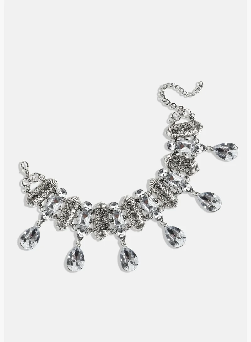 SOHI Silver Plated Designer Stone Party Wear Necklace For Women
