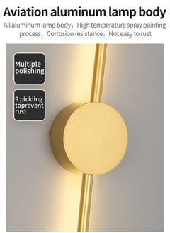 LOOPITYS Modern Interior Wall Light 18W LED Wall Light, Gold Wall Light for Bedroom Living Room Corridor (Color : Three color temperatures, Size : 100 CM)  - Image 5