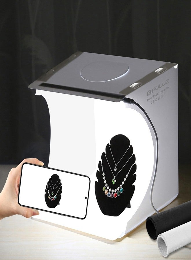 بولوز صندوق إضاءة صغير من بولوز، 9 بوصات، صندوق إضاءة طاولة تصوير، 20 مصباح ليد، خيمة تصوير استوديو تصوير محمولة مع نوعين من الخلفيات الملونة للمنتجات صغيرة الحجم - Image 1