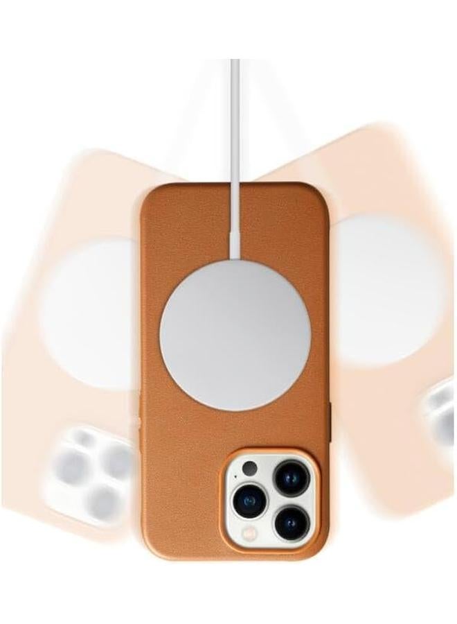 erorex Iphone 15 Pro Max Leather Case With Mag Safe Protective Cover Hard Pc Leather Magnetic Shockproof Cases Military Grade Anti Drop For Iphone 15 Pro Max Phone Case Brown  - Image 4