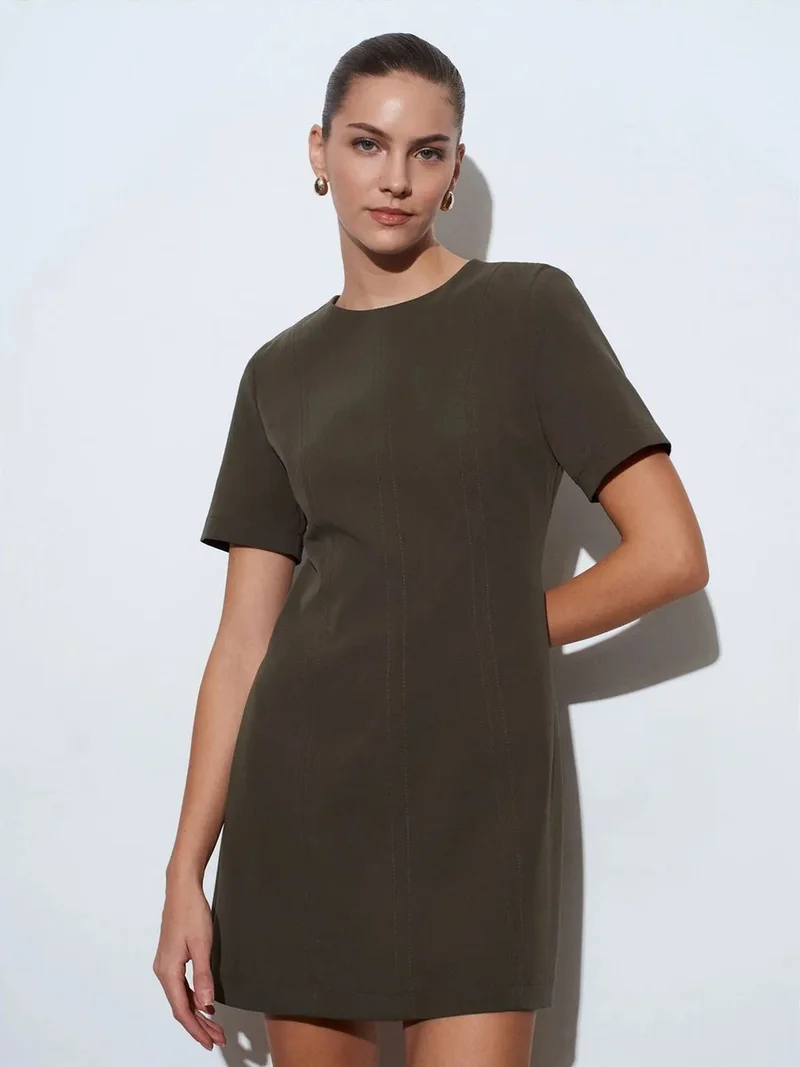 ديلفين Dilvin Mini Shift Dress With Zipper