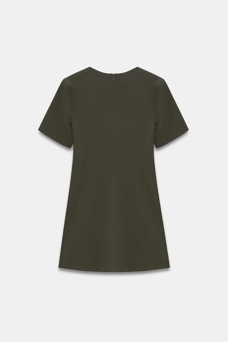 Dilvin Olive Green DILVIN Mini Shift Dress With Zipper for Women | Best Price UAE