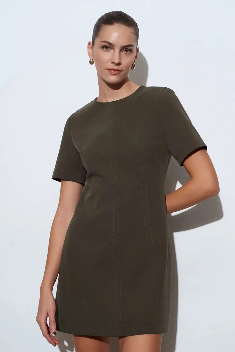 DILVIN Mini Shift Dress With Zipper