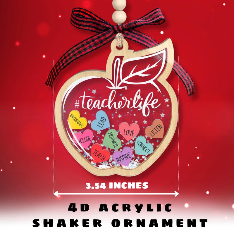 SUCHAGIFT Teacher Ornaments - Teacher Christmas Ornament - Teacher Gifts  Teacher Gifts for Women  Teacher Appreciation Gifts - Teacher Ornament for Christmas Tree - 4D Acrylic Shaker Christmas Ornament 2024 - Image 2