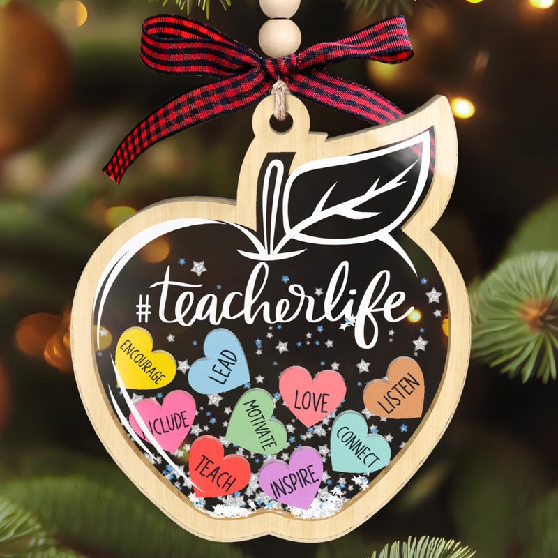 SUCHAGIFT Teacher Ornaments - Teacher Christmas Ornament - Teacher Gifts  Teacher Gifts for Women  Teacher Appreciation Gifts - Teacher Ornament for Christmas Tree - 4D Acrylic Shaker Christmas Ornament 2024 - Image 1