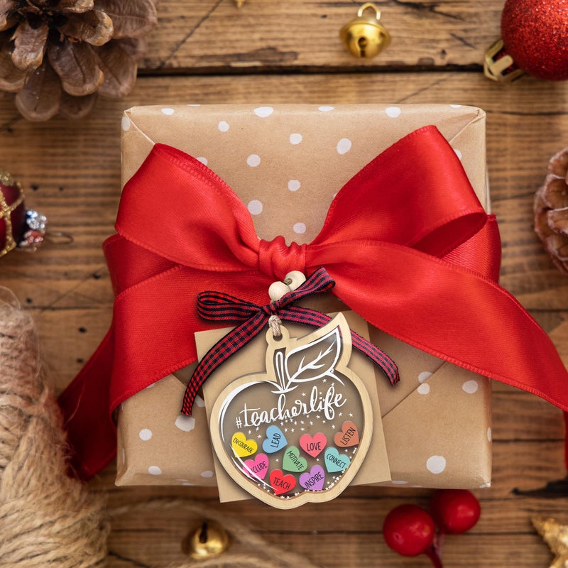 SUCHAGIFT Teacher Ornaments - Teacher Christmas Ornament - Teacher Gifts  Teacher Gifts for Women  Teacher Appreciation Gifts - Teacher Ornament for Christmas Tree - 4D Acrylic Shaker Christmas Ornament 2024 - Image 5