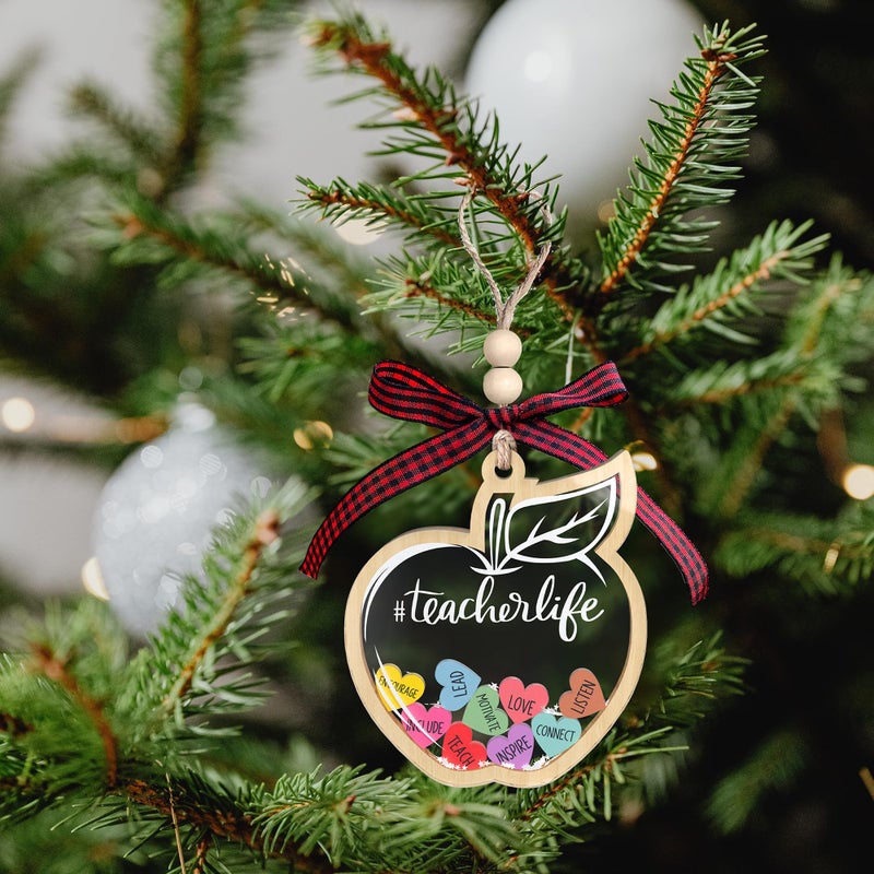 SUCHAGIFT Teacher Ornaments - Teacher Christmas Ornament - Teacher Gifts  Teacher Gifts for Women  Teacher Appreciation Gifts - Teacher Ornament for Christmas Tree - 4D Acrylic Shaker Christmas Ornament 2024 - Image 4