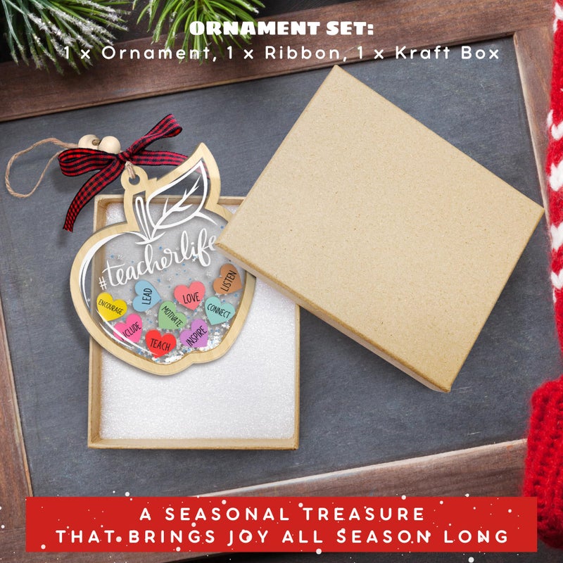 SUCHAGIFT Teacher Ornaments - Teacher Christmas Ornament - Teacher Gifts  Teacher Gifts for Women  Teacher Appreciation Gifts - Teacher Ornament for Christmas Tree - 4D Acrylic Shaker Christmas Ornament 2024 - Image 3