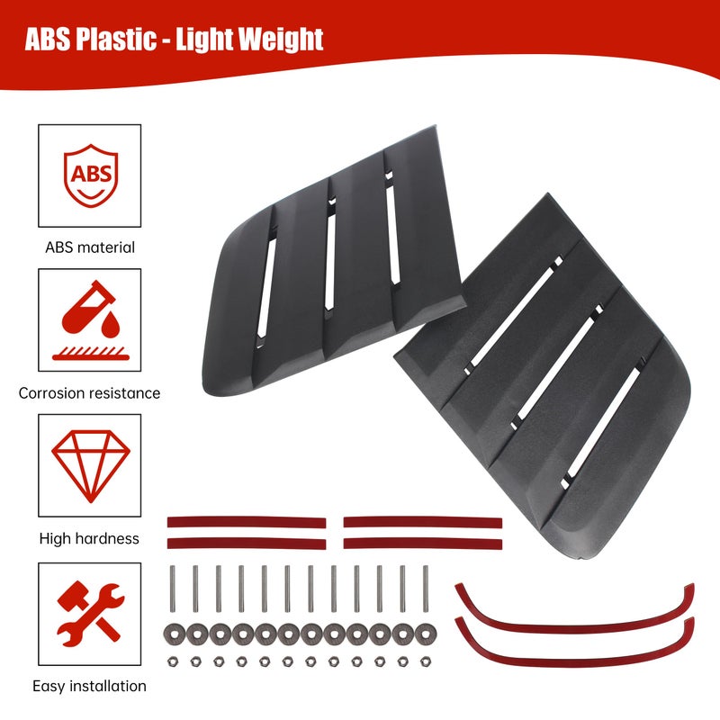 Generic KAKABAS Hood Vent Cover, ABS Material, Ford Mustang 2018 Compatible, Black, 2 Pcs, Easy to Install, Upgrade Car Style  - Image 2
