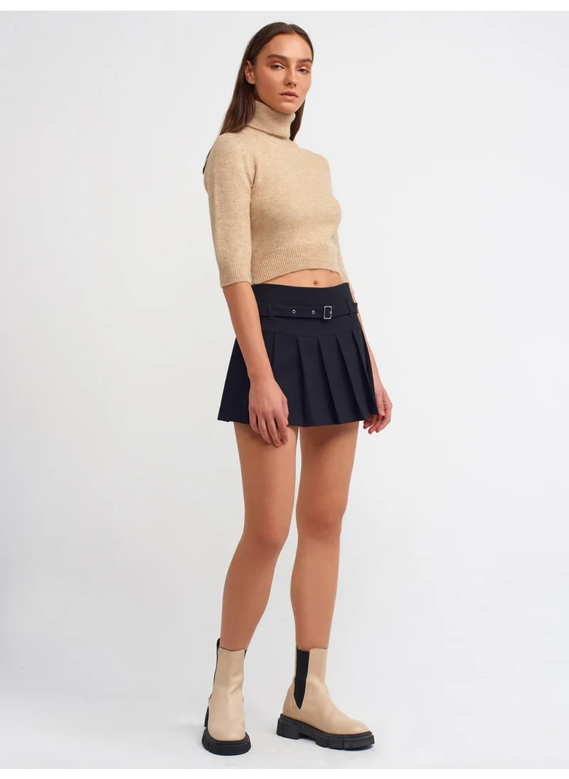 ديلفين 80816 Thick Pleated Shorts Skirt-Black
