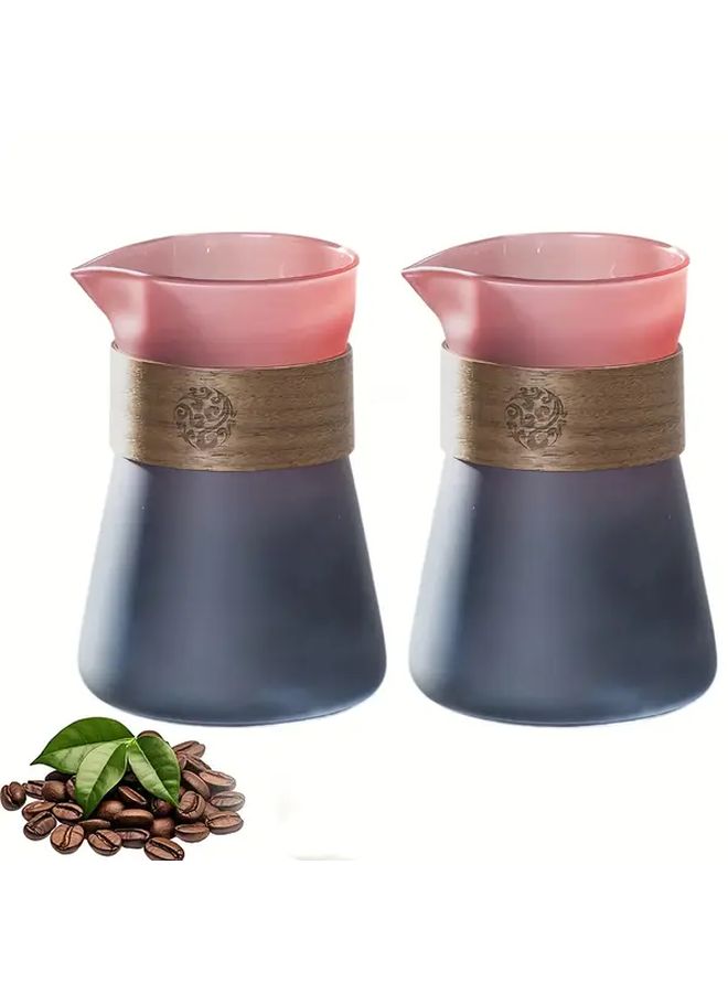 2 Pack 500ml Borosilicate Glass Pour Over Coffee Maker With Heat Resistant Wooden Handle And V Shaped Spout Transparent Portable Espresso Carafe For Home Cafe Camping Restaurant - Image 1