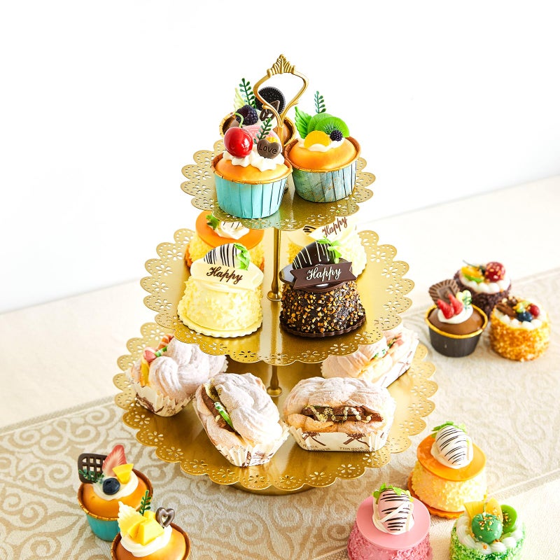 Aofure 11 Pcs Gold Cake Stand Set for Wedding, Dessert Table Display Set for Birthday, Metal Square Serving Trays for Candy, Cupcake Pop Stand Holder Tower with Round Base for Celebration, The Platters for Party - Image 2