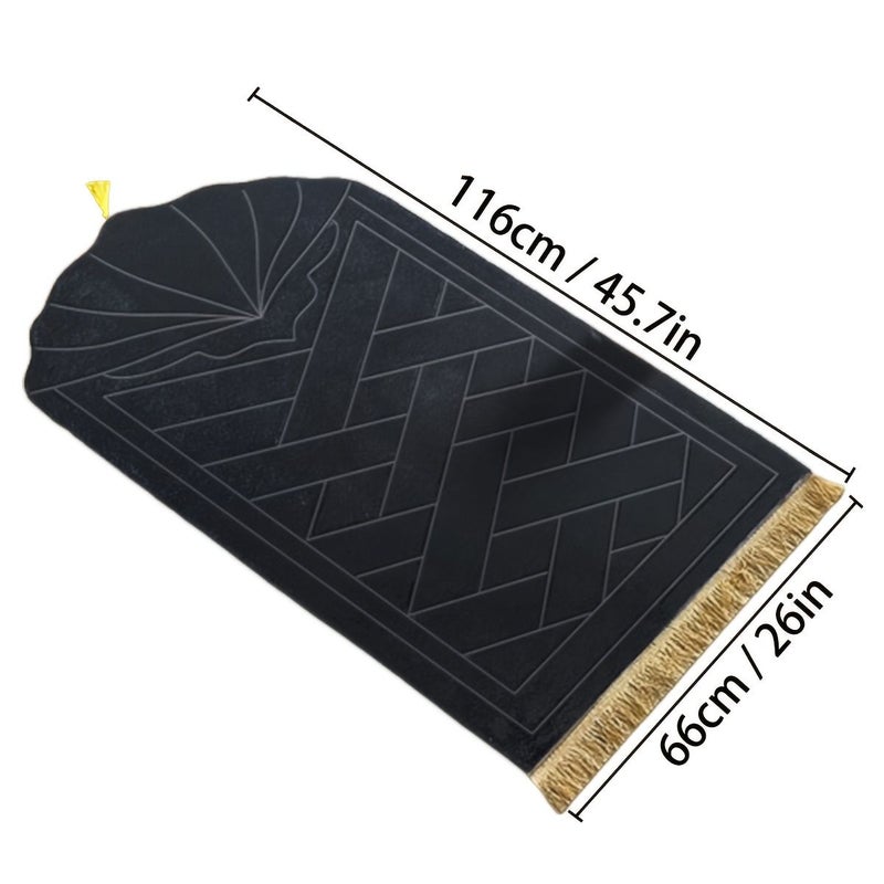 White Prayer Mat Thickened Sponge Embossed Design with Tassel Easy to Carry 116cm x 66cm - Image 4