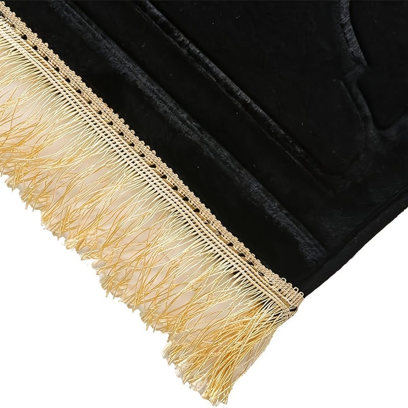 White Prayer Mat Thickened Sponge Embossed Design with Tassel Easy to Carry 116cm x 66cm - Image 5