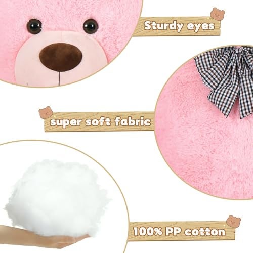 Toys Studio Misscindy Giant Teddy Bear Plush Stuffed Animals for Girlfriend or Kids 47 inch, (Pink) - Image 4