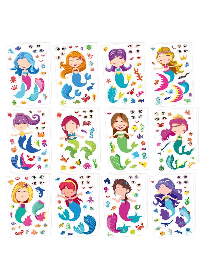 الأزرق جي دبليو حورية البحر الجديدة تغير الوجه ملصقات الأطفال لطيف الكرتون diy ملصقات هدايا الحزب - Image 3