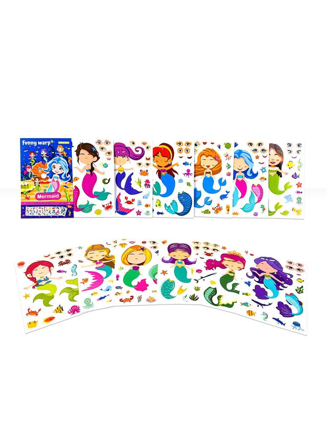 الأزرق جي دبليو حورية البحر الجديدة تغير الوجه ملصقات الأطفال لطيف الكرتون diy ملصقات هدايا الحزب - Image 1