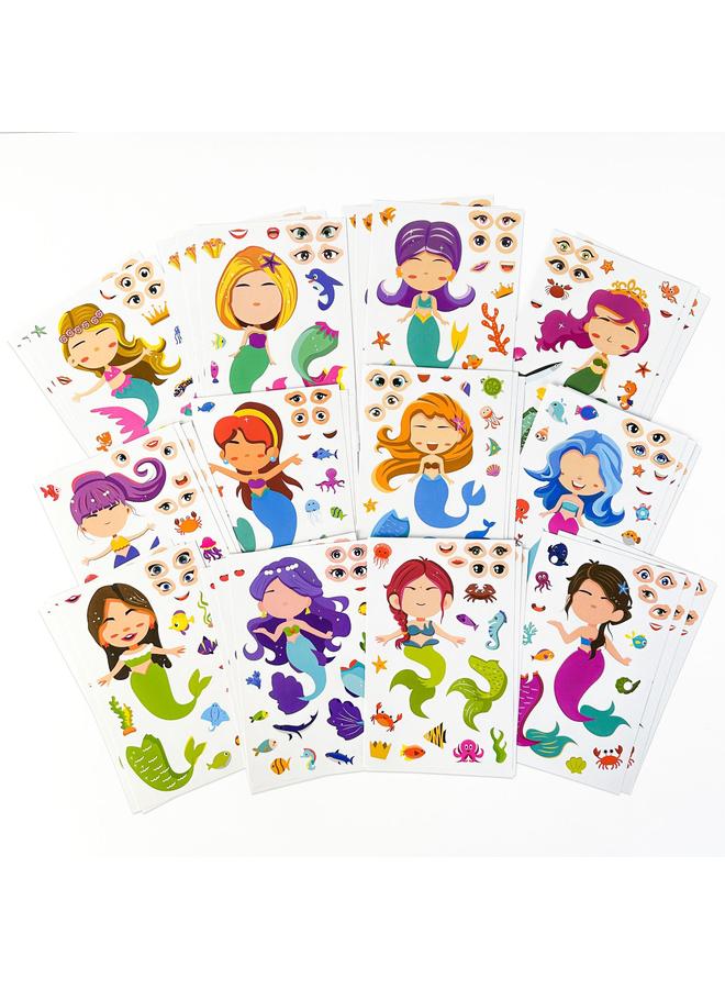 الأزرق جي دبليو حورية البحر الجديدة تغير الوجه ملصقات الأطفال لطيف الكرتون diy ملصقات هدايا الحزب - Image 2